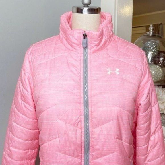 Under Armour ColdGear Reactor Winter Coat Pink Girls Youth Kids Large - Picture 3 of 11